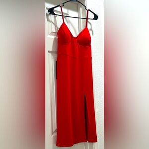 Bebe High Slit Knit Midi Dress - Goji